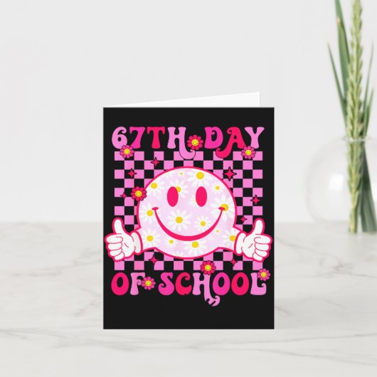 67th Day Of School Vibes 67 Meme Cute Smile Face T Kaart (Voorkant)