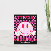 67th Day Of School Vibes 67 Meme Cute Smile Face T Kaart (Voorkant)
