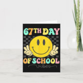 67th Day Of School Vibes Groovy Smile Face 67 Six  Kaart (Voorkant)