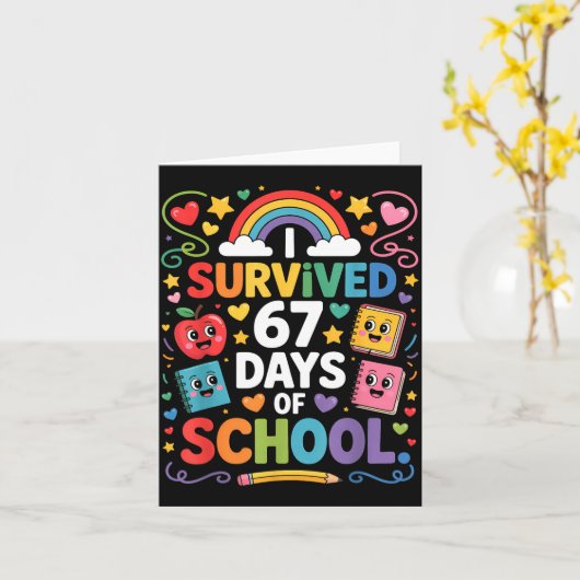 67th Day Rainbow Teacher I Survived 67 Days Of Sch Kaart (Gele Bloem)