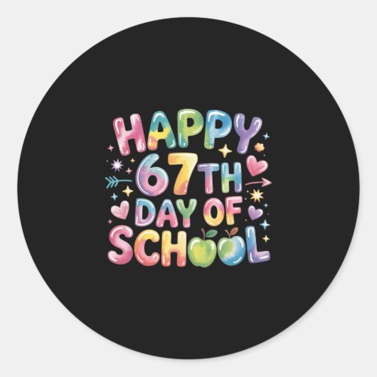 67th Days Of School Funny 67 Meme Teacher  Ronde Sticker (Voorkant)