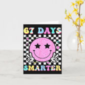 67th Days Smarter Smile Face 67 Days School Teache Kaart (Gele Bloem)