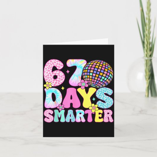 67th Days Smarter Smile Face 67 Days School Teache Kaart (Voorkant)