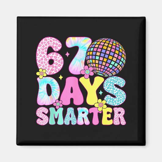 67th Days Smarter Smile Face 67 Days School Teache Magneet (Voorkant)