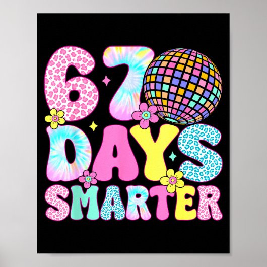 67th Days Smarter Smile Face 67 Days School Teache Poster (Voorkant)