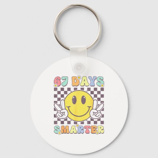 67th Days Smarter Smile Face 67 Days School Teache Sleutelhanger (Voorkant)