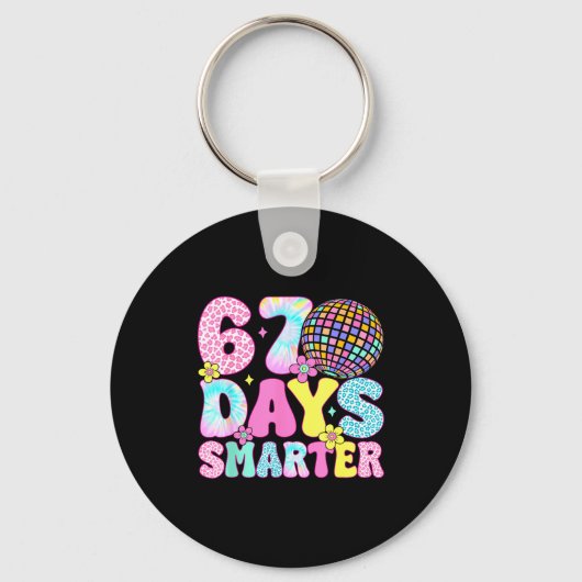 67th Days Smarter Smile Face 67 Days School Teache Sleutelhanger (Voorkant)