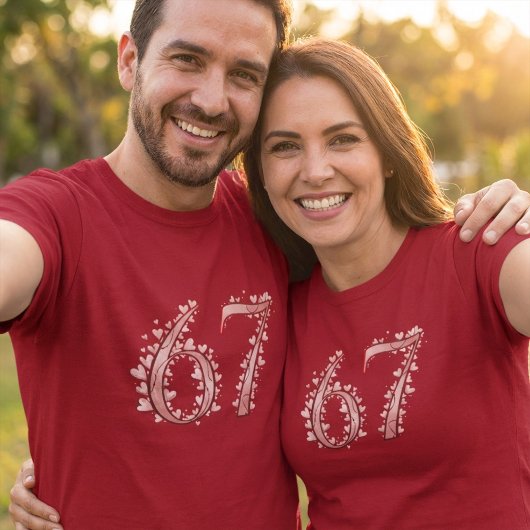 67th Romantic Heart Number Valentine's T-shirt