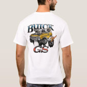 68 69 Buick GS in geel. Rat Fink stijl art. T-shirt (Achterkant)