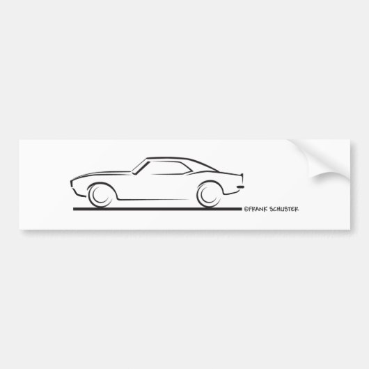 68 Camaro Hard Top BLK Bumpersticker (Voorkant)