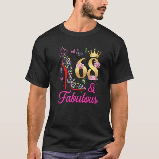 68 en Fabulous 68 jaar oude 68e buikvlinders H T-shirt (Voorkant)
