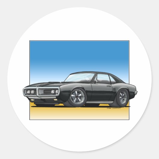 68 Firebird BLACK Ronde Sticker (Voorkant)