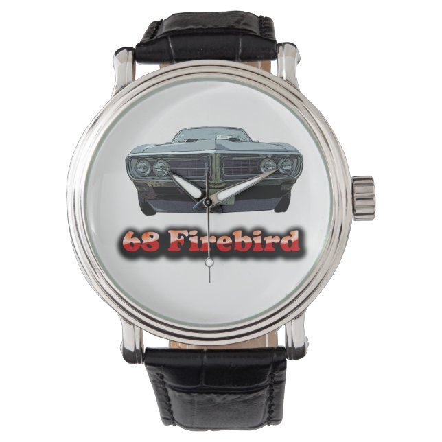 68 Firebird  lederen bandhorloge Horloge (Voorkant)
