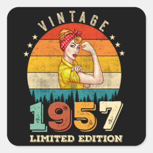 68 jaar oude Bday 1957 Vintage 68e Verjaardag Vrou Vierkante Sticker