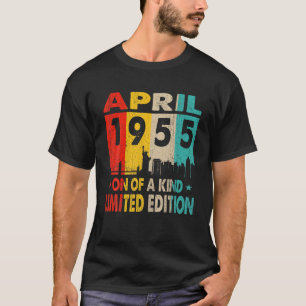 68 jaar Oude Vintage april 1955 Mannen op de geboo T-shirt