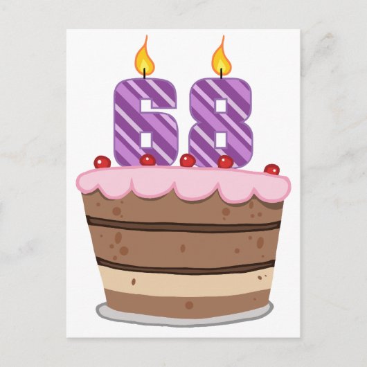 68-jarige leeftijd op de Birthday Cake Briefkaart (Voorkant)