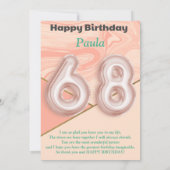 68-jarige meisjes Happy Birthday-kaart (Achterkant)