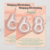 68-jarige meisjes Happy Birthday-kaart (Voorkant / Achterkant)