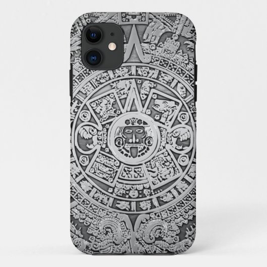[68] Maya [Azteekse] Kalender [Zilver] Case-Mate iPhone Case (Achterkant)