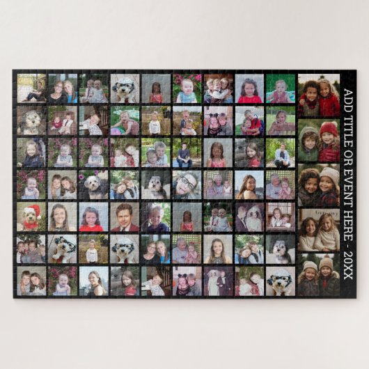 68 Square Photo Collage Grid - Aangepaste tekst - Legpuzzel (Horizontaal)