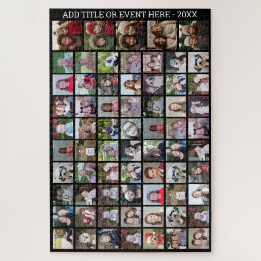 68 Square Photo Collage Grid - Aangepaste tekst - Legpuzzel (Verticaal)