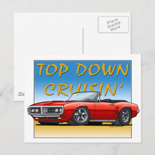 68 Vuurvogel rode converteerbaar Briefkaart (Voorkant / Achterkant)