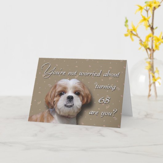68e Birthday Dog Kaart (Gele Bloem)