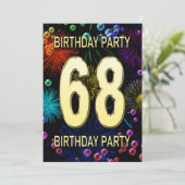 68e 'Birthday Party' Uitnodiging vuurwerk bellen (Staand voorkant)