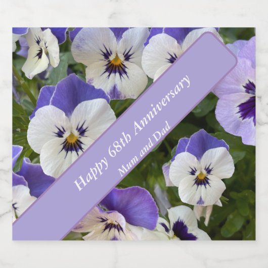 68e Jubileum bewerkbaar Sparkling Wijnetiket (Enkel label)