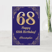 68e marinenblauw en goudglitter-Lijst Kaart (Voorkant)