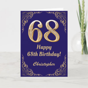 68e marinenblauw en goudglitter-Lijst Kaart