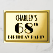 68e verjaardag — Art Deco look "68" + naam Folie Uitnodiging (Voorkant)