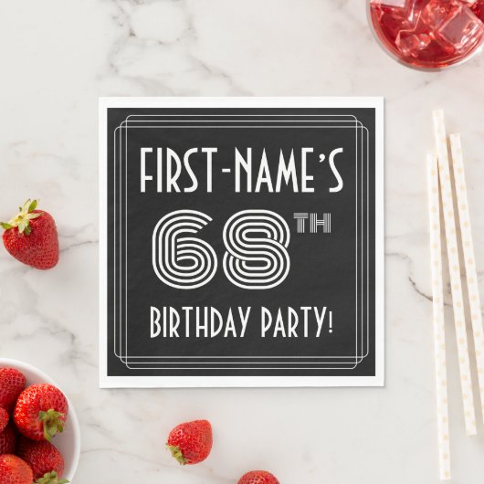 68e verjaardag: Art Deco Style + aangepaste naam Servet (Insitu)