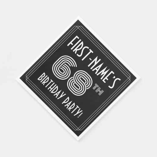 68e verjaardag: Art Deco Style + aangepaste naam Servet (Hoek)