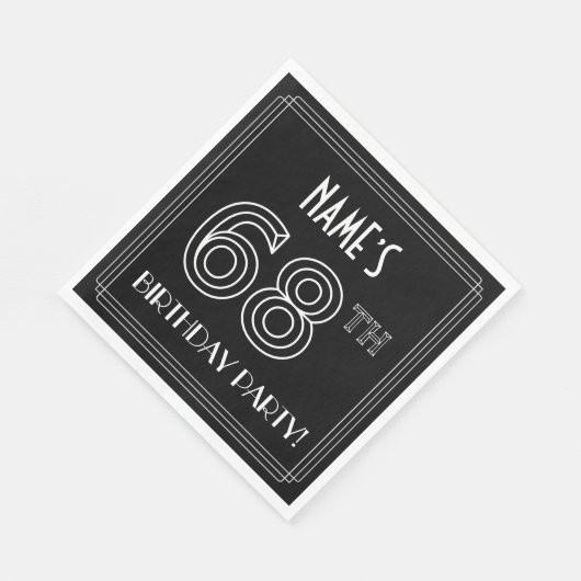 68e verjaardag: Art Deco Style + aangepaste naam Servet (Hoek)