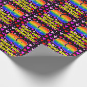 68e verjaardag: Beeldende hartenpatronen, regenboo Cadeaupapier (Hoek)