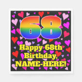 68e verjaardag: Beeldende hartenpatronen, regenboo Servet (Voorkant)