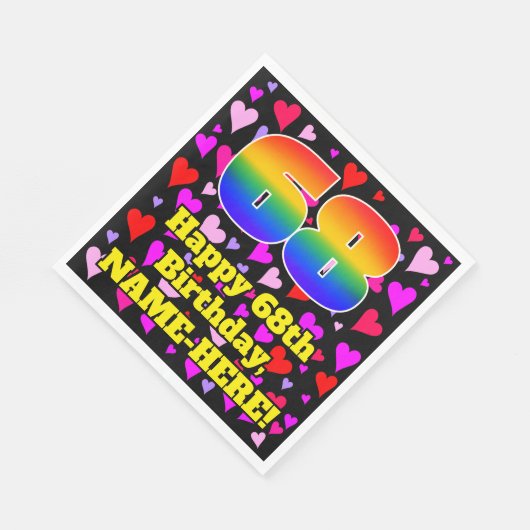 68e verjaardag: Beeldende hartenpatronen, regenboo Servet (Hoek)