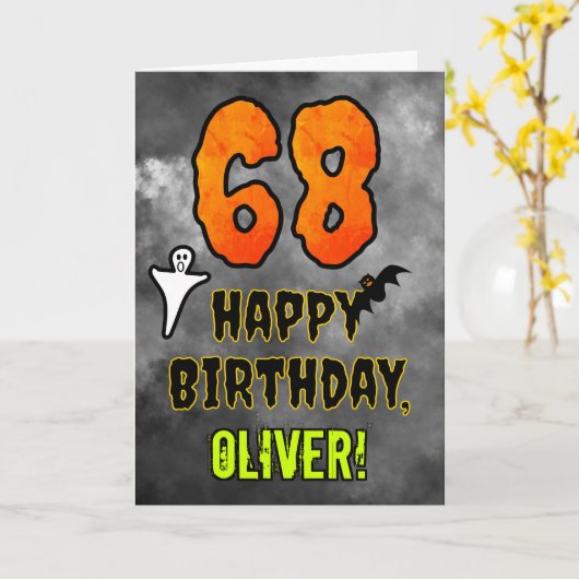 68e verjaardag: Eerie Halloween Theme + Aangepaste Kaart (Gele Bloem)