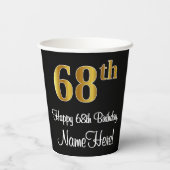 68e verjaardag - Elegante luxe Faux Gold look # Papieren Bekers (Achterkant)