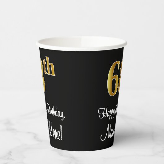 68e verjaardag - Elegante luxe Faux Gold look # Papieren Bekers (Links)