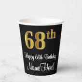 68e verjaardag - Elegante luxe Faux Gold look # Papieren Bekers (Voorkant)