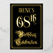68e verjaardag — Fancy script en aangepaste naam Folie Uitnodiging (Voorkant)
