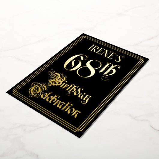 68e verjaardag — Fancy script en aangepaste naam Folie Uitnodiging (Gedraaid)