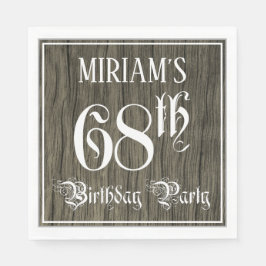 68e verjaardag — Fancy script, kijk op hout Servet