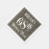 68e verjaardag — Fancy script, kijk op hout Servet (Hoek)