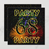 68e verjaardag feestuitnodiging met vuurwerk kaart (Voorkant / Achterkant)