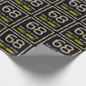 68e verjaardag: Floral Flowers Number, Custom Name Cadeaupapier (Hoek)