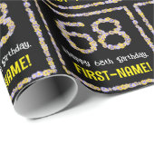 68e verjaardag: Floral Flowers Number, Custom Name Cadeaupapier (Rol Hoek)