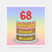 68e verjaardag: Fun Cake and Candles + Custom Name Servet (Voorkant)
